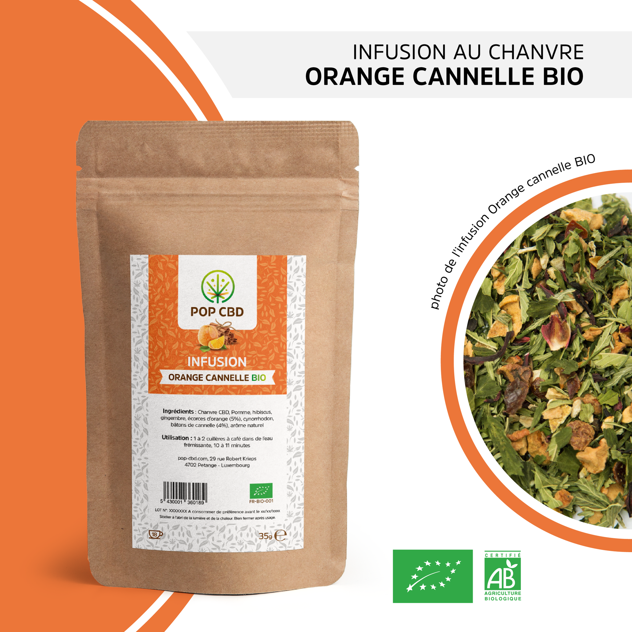 Infusion chanvre ORANGE CANNELLE bio
